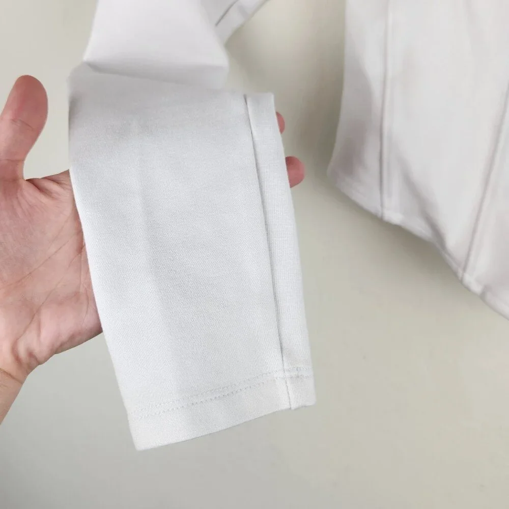 Aritzia Sunday Best Maverick Bustier Long Sleeve Zip Crop Top White sz XS - Picture 8 of 10